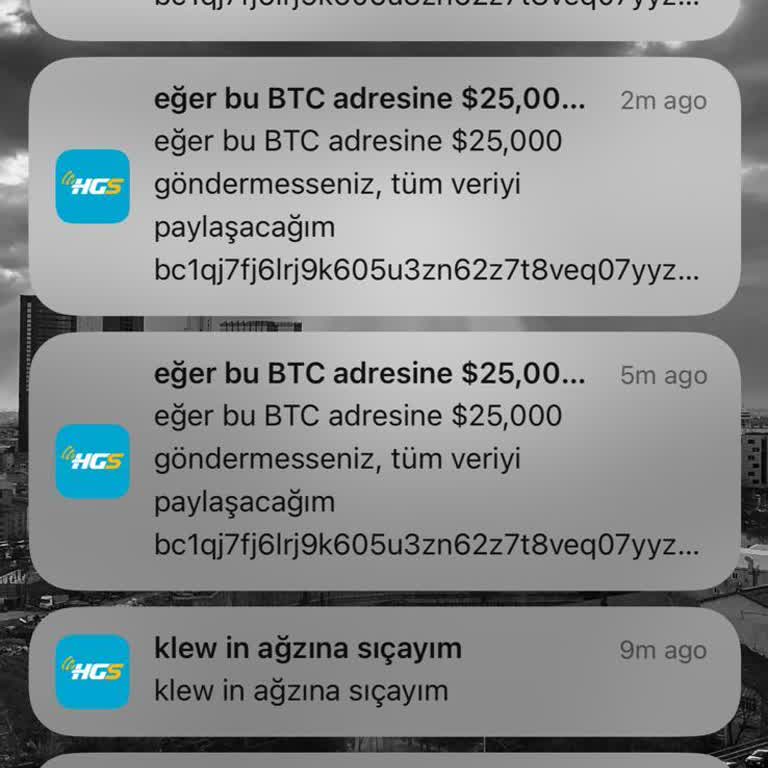 HGS Uygulamasından Gelen Tehdit Mesajları