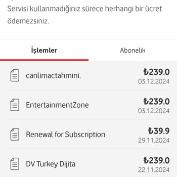 Vodafone Hattımda İzinsiz Abonelikler Ve Ücretlendirme Mağduriyeti