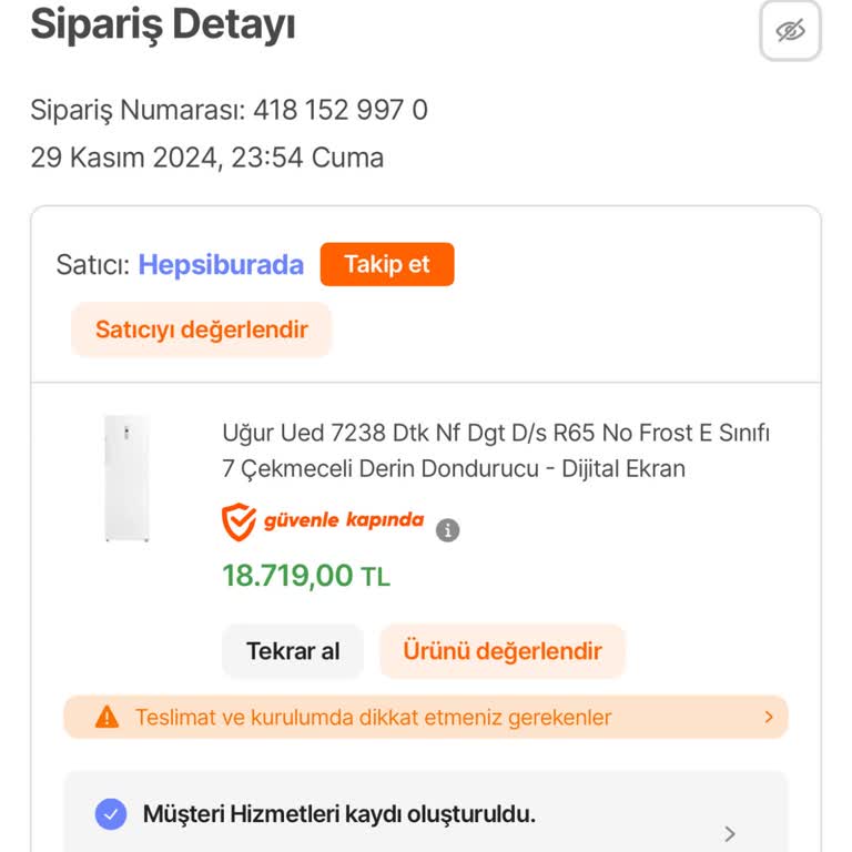 Hepsiburada'dan Aldığım Derin Dondurucu Kurulum Sorunu