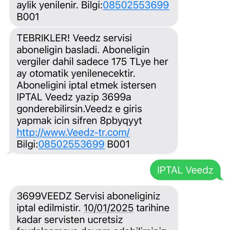 İzinsiz Veedz Aboneliği Ve Ücret İadesi Talebi