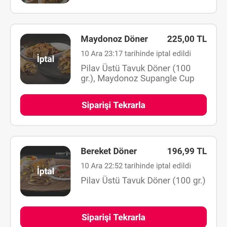 Sürekli İptal Edilen Yemek Siparişleri
