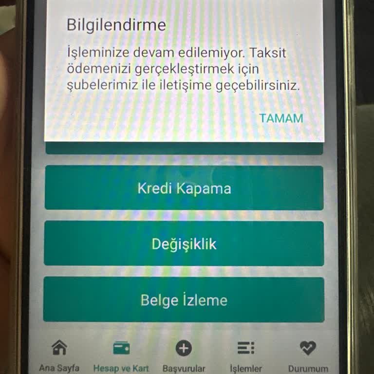 Mobil Şube Üzerinden Kredi Borcu Ödeme Sorunu