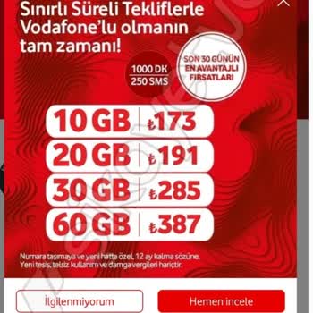 Vodafone'da Tarifede Ani Fiyat Değişikliği Şoku