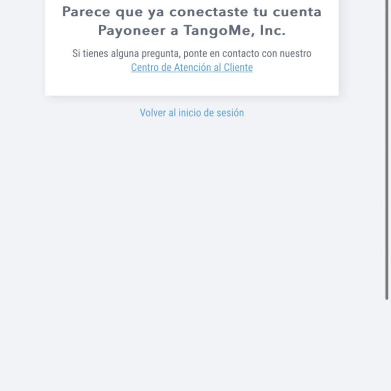 Problemas para vincular cuenta de Tango a Payoneer, solicito asistencia