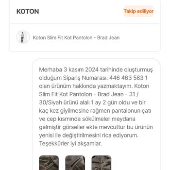 Kısa Sürede Yıpranan Kot Pantolon Ve Müşteri Hizmetleri Sorunu