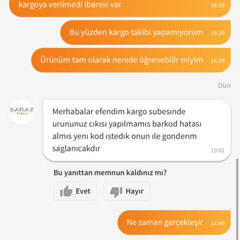 Teslim Edilmeyen Halı Ve Yanıltıcı Kargo Bilgisi