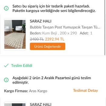 Teslim Edilmeyen Halı Ve Yanıltıcı Kargo Bilgisi