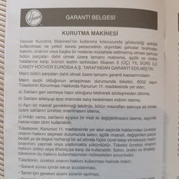 Kurutma Makinesi Su Haznesi Sorunu Ve Yetersiz Teknik Destek