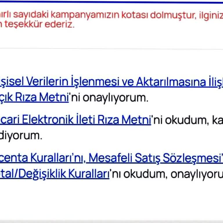 Kampanya Kodu Kullanımında Sınırlama Sorunu