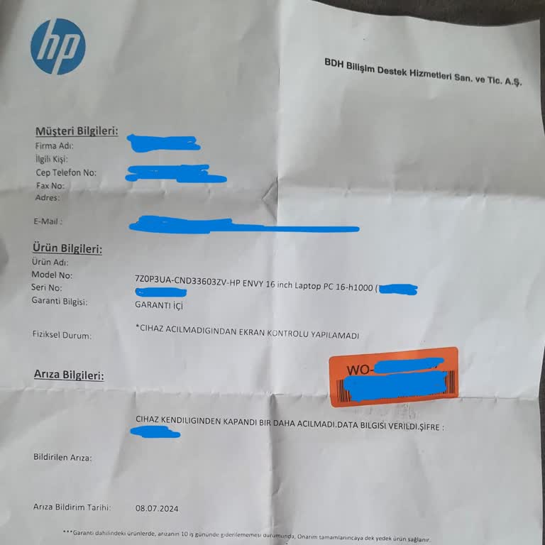 HP Laptop Tamir Sürecinde 5 Aylık Bekleyiş
