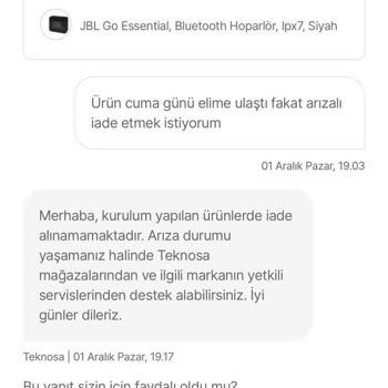 JBL Ses Bombası İade Sorunu