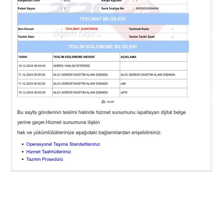 Kargo Teslimatında Yaşanan Sorun Ve İlgisizlik