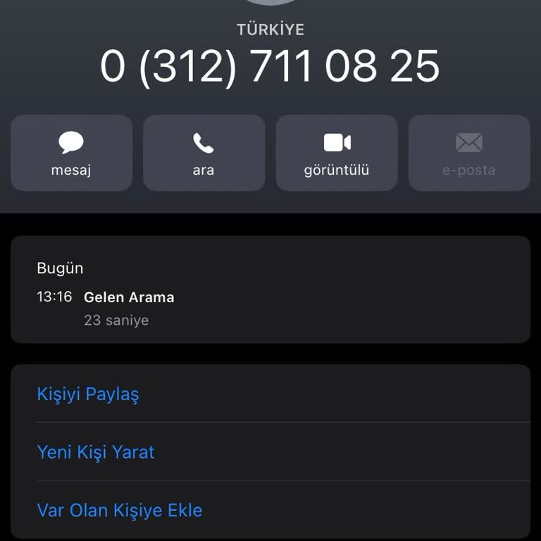 03127110825 Numarasından Gelen İstenmeyen Arama