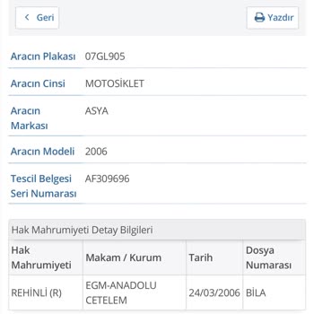 Borcu Bitmesine Rağmen Kaldırılmayan Motosiklet