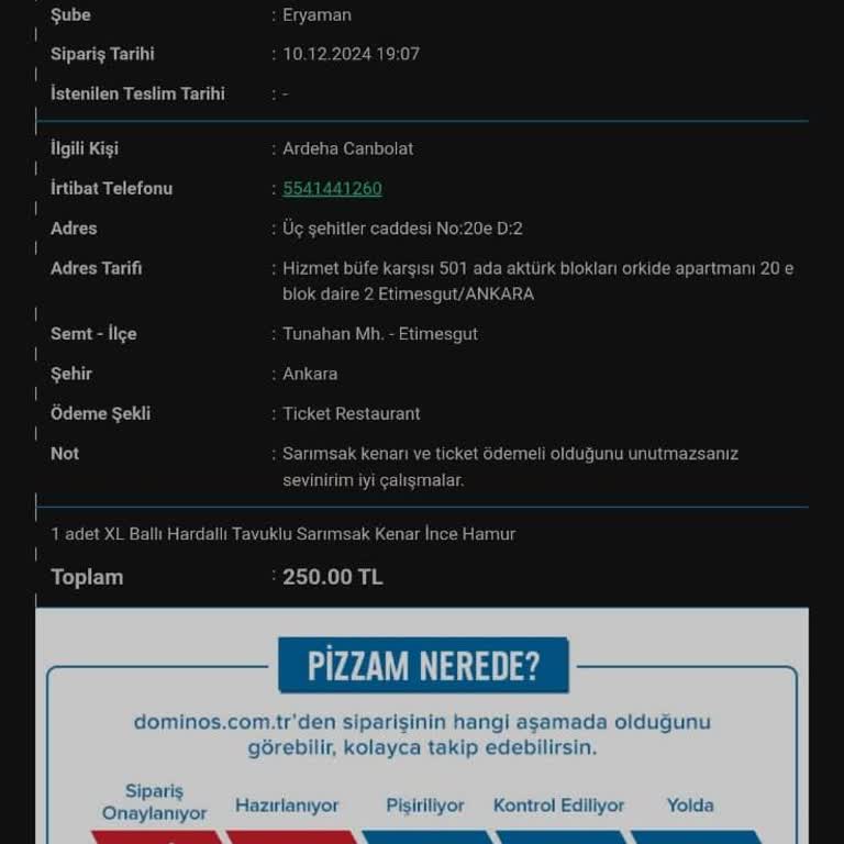 Domino's Eryaman Şubesinde Tekrarlayan Sipariş Hataları Ve Saygısız Hizmet