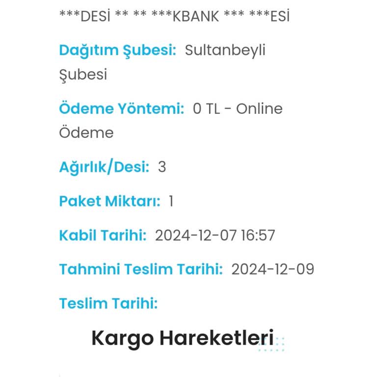 Yanlış Teslimat Adresi Ve Hareketsiz Kargo