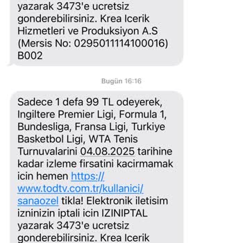 Digiturk Tod TV SMS İptal Sorunu Ve KVKK İhlali