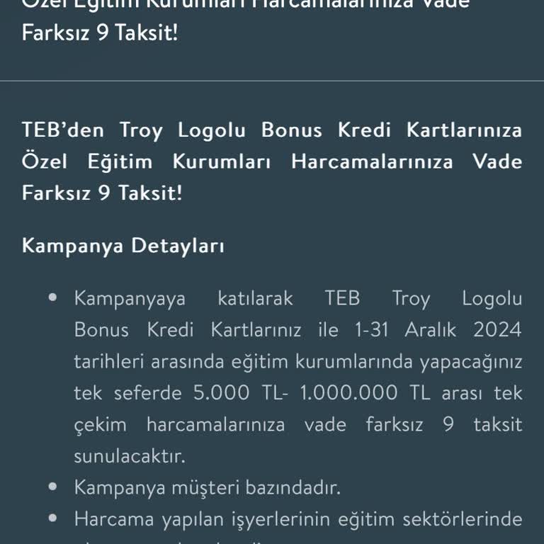 TEB Kredi Kartı Kampanyasında Yanıltıcı Taksit Sorunu