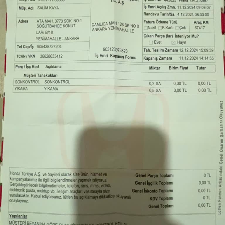 Garanti Kapsamında Olmayan Koltuk Arızası