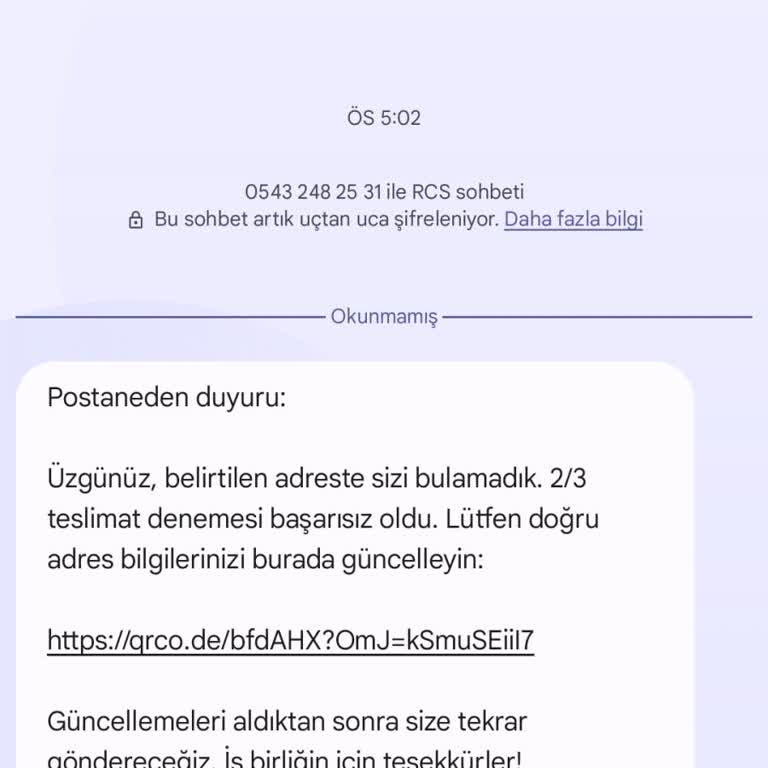 Asılsız Gelen Kargo Mesajı