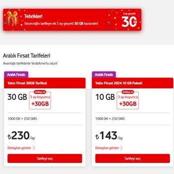 Vodafone Geçişinde 30GB Hediye Sorunu