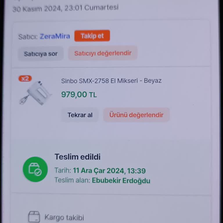 Eksik Ürün Teslimatı: Sinbo Mikser Sorunu