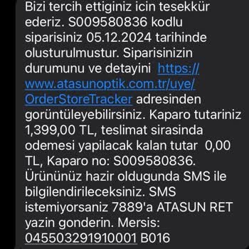 Evime Teslim Edilmeyen Acil Gözlük Siparişi