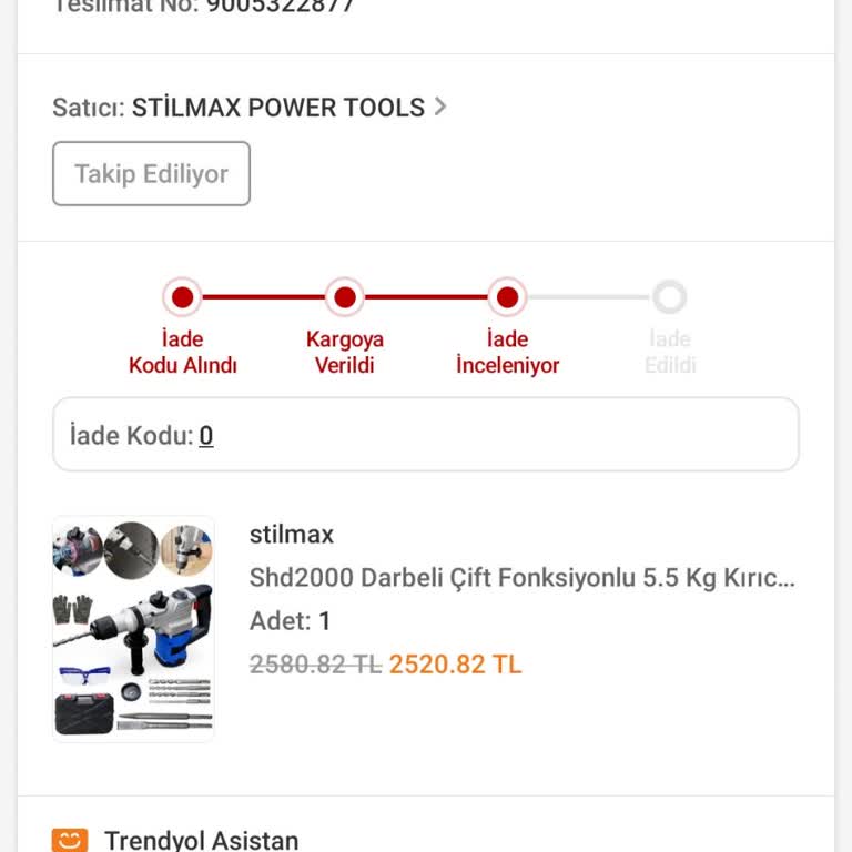 Trendyol'dan Aldığım Matkap Siparişi Teslim Edilmedi Ve İade Süreci Başlatıldı