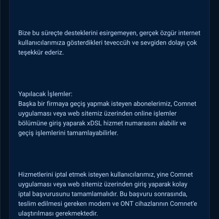 Comnet'in İnternet Kesintisi Ve İade Sorunu