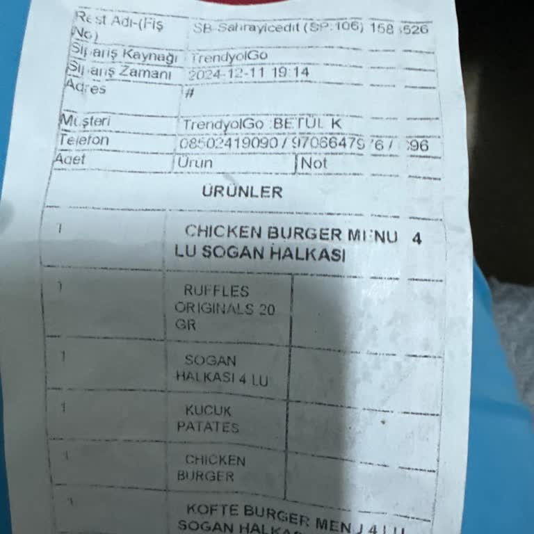 Eksik Sipariş Ve İlgisiz Hizmet