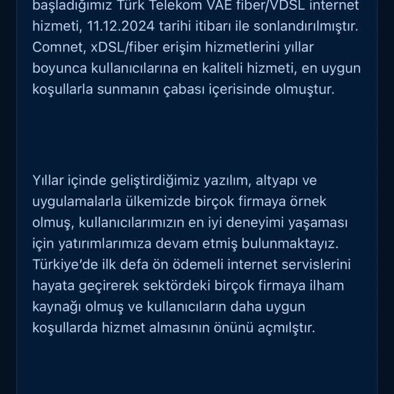 Comnet Hizmet Kesintisi Mağduriyeti