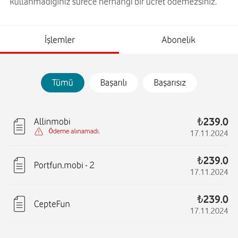 Vodafone Habersiz Mobil Ödeme Ve Abonelik Sorunu