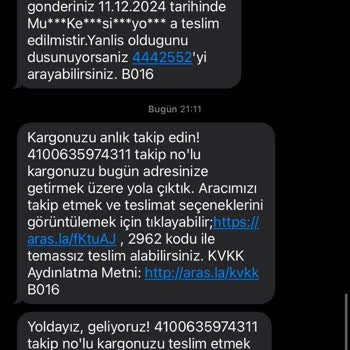 Aras Kargo Sarıçay Şubesi İletişim Ve Teslimat Sorunları