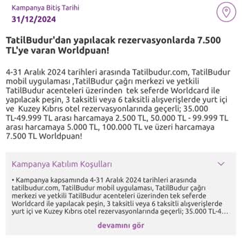 Tatilbudur Kampanyasında Eksik Puan Yüklemesi