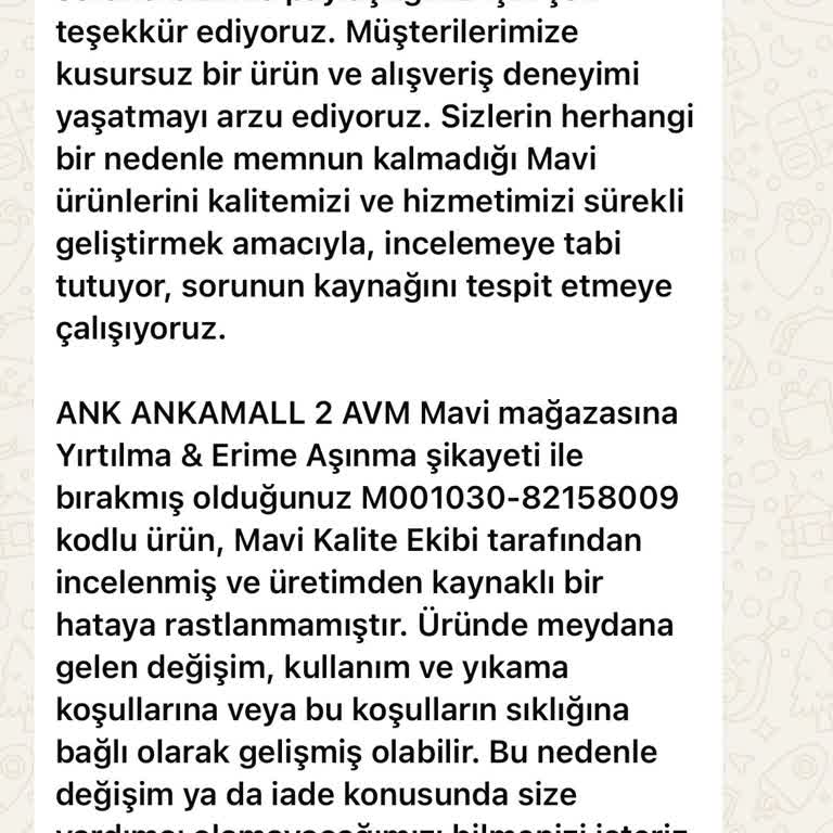 Mavi Jean Kalitesi Ve Müşteri Hizmetlerinde Hayal Kırıklığı