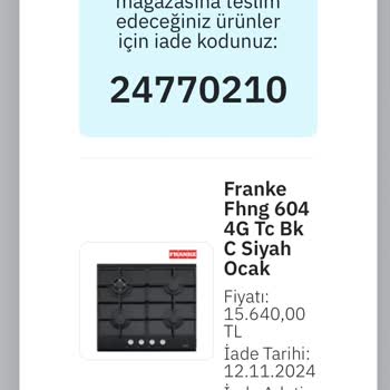 Franke Ve Epttavm'den Ayıplı Ürün Ve Yetersiz Müşteri Hizmeti