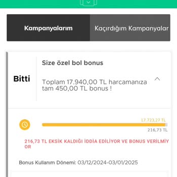 Bonus Kampanyası Hüsranı