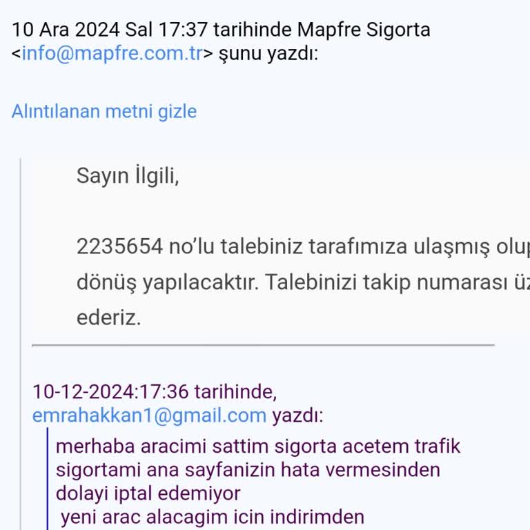 Mapfre Sigorta İptal Sorunu Yüzünden Yüksek Sigorta Ücreti Ödedim