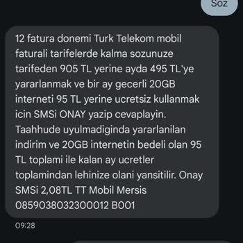 Taahhütlü Paket Fiyatında Yanıltıcı Bilgilendirme