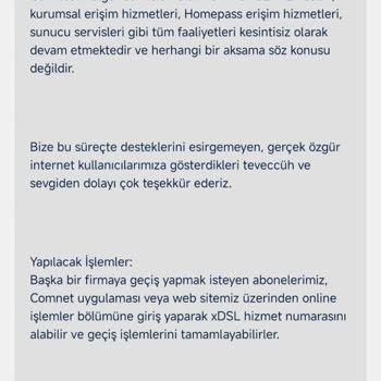 Hizmet Kesintisi Ve Ücret İadesi Talebi