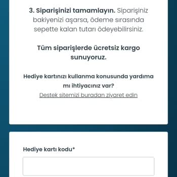 Hediye Kartı Numarası Eksikliği İle Kullanım Sorunu
