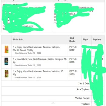 Kedi Maması Siparişim Gönderilmedi