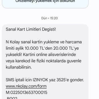 Nkolay Sanal Kart Harcama Limiti Sorunu