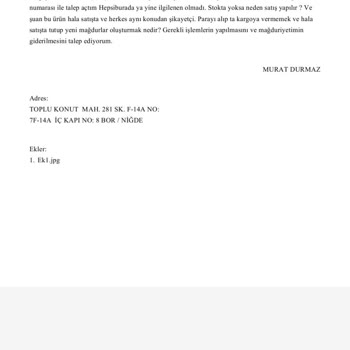 Hepsiburada'dan Sipariş Edilen Telefonun Kargoya Verilmemesi