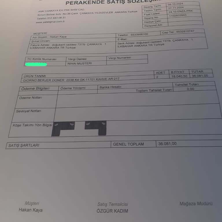 Enza Home'dan Teslim Edilmeyen Ürün Ve Değişim Sorunu