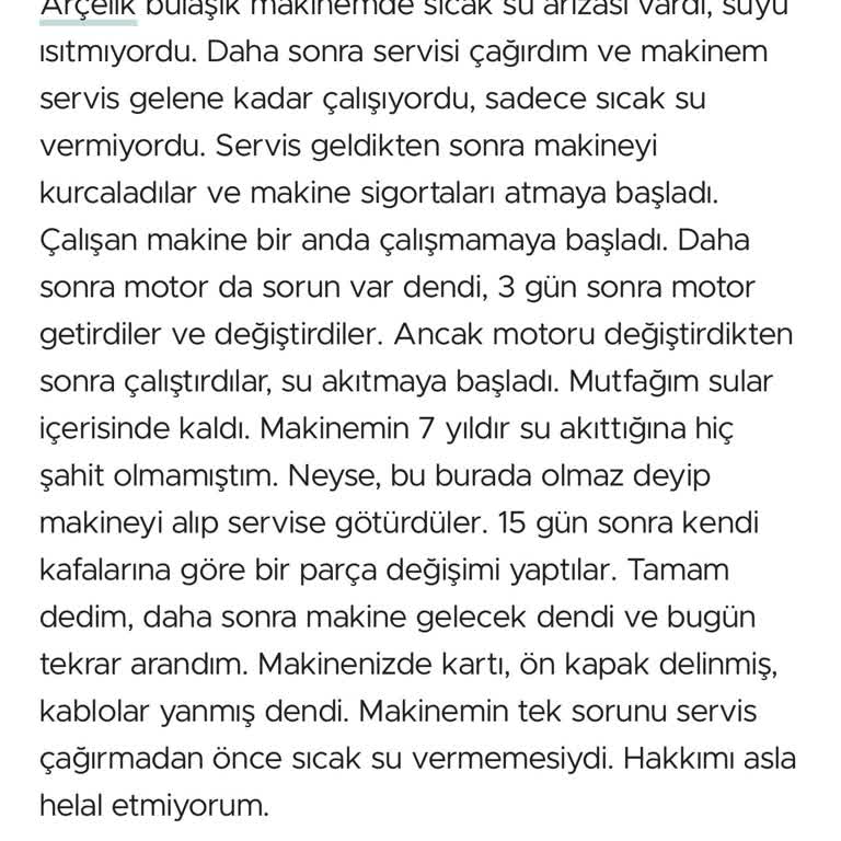 Arçelik Servis Sorunu: Çözüm Üretilmeyen Problemler