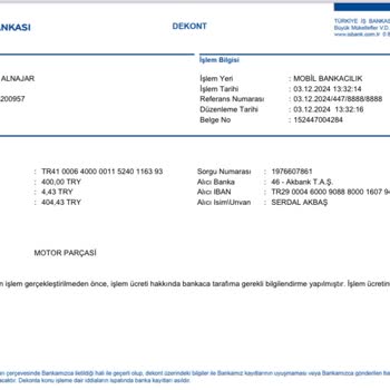 RKS Bayiinden Alınmayan Motor Parçası