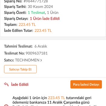 Siparişin Teslim Edilmemesi Ve Para İadesi Sorunu