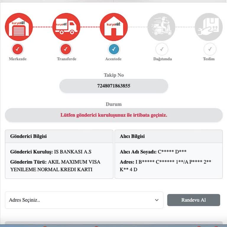 Kuryenet Ve İş Bankası Arasında Kaybolan Kredi Kartı