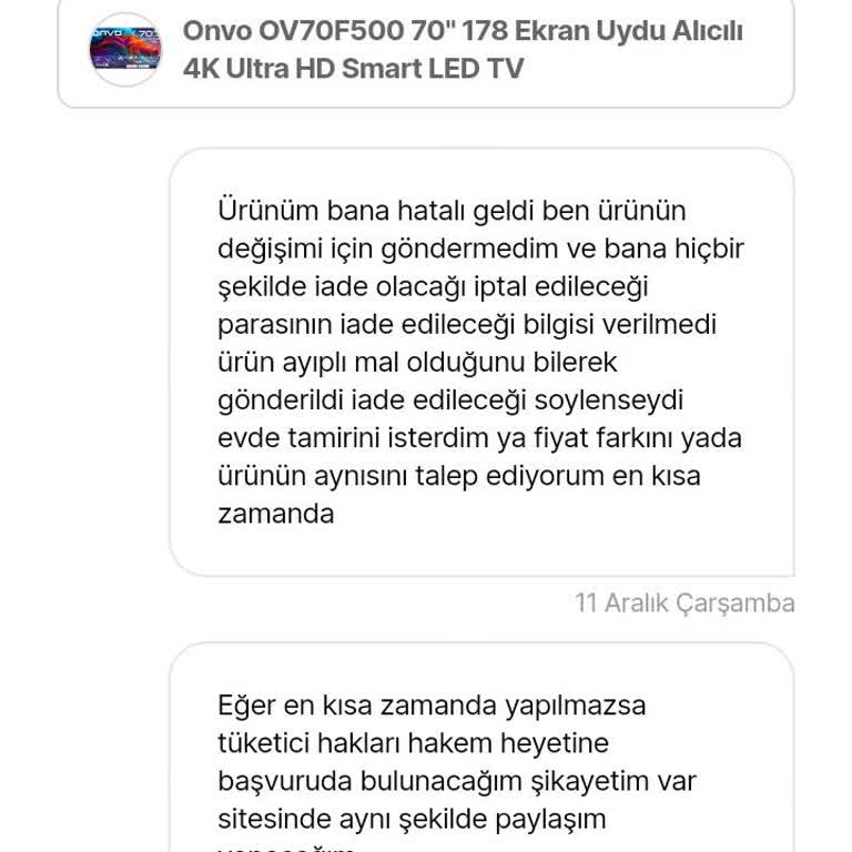 Arızalı TV İçin Çözüm Bekleyen Müşteri
